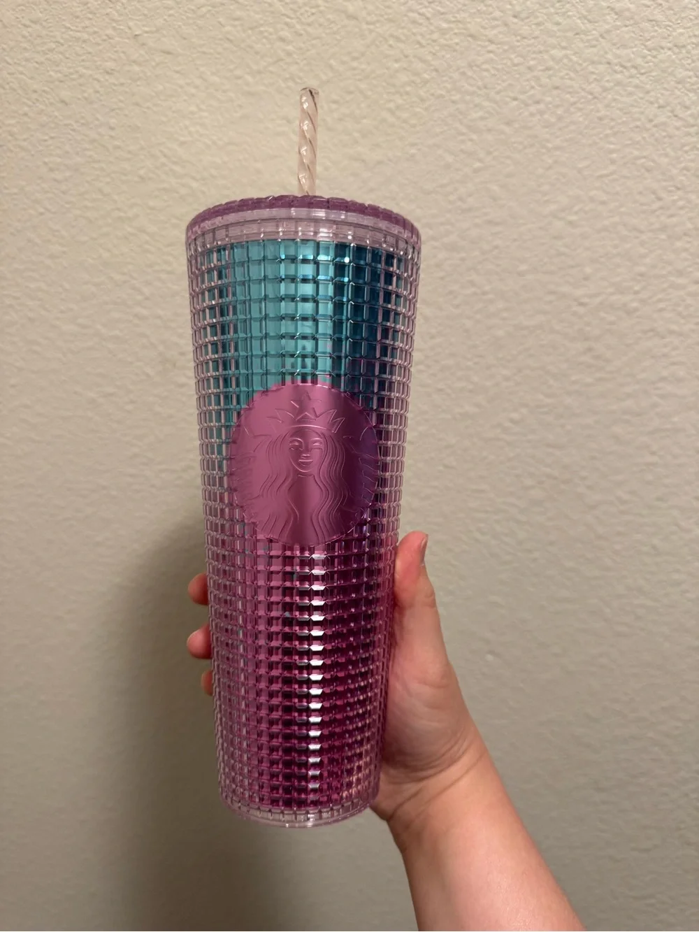 Starbucks Pink and Teal Studded Reusable Tumbler with Straw